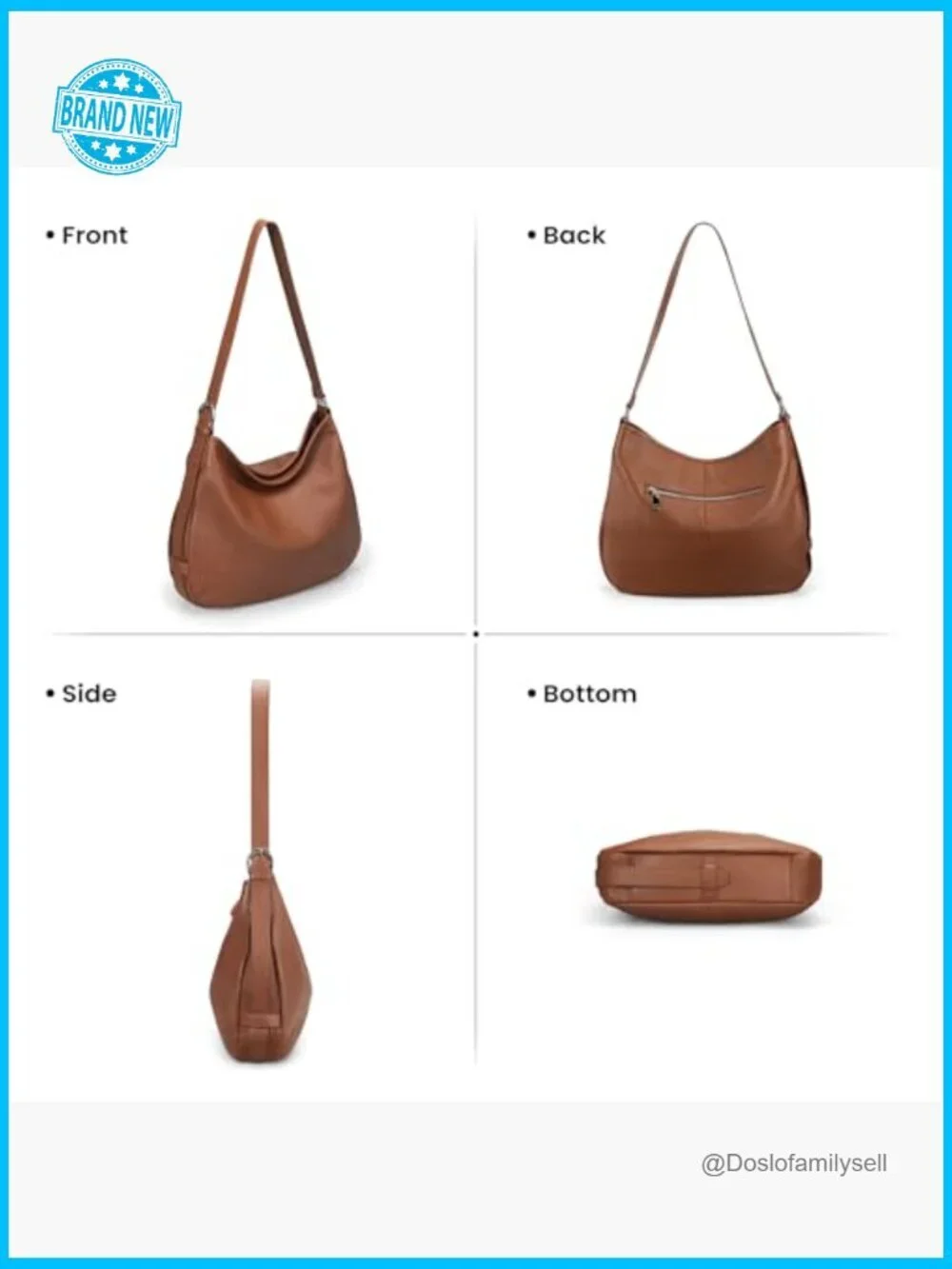 Hobo Bag Premium Leather Slouchy Crossbody Shoulder Purse Soft Casual Handbag